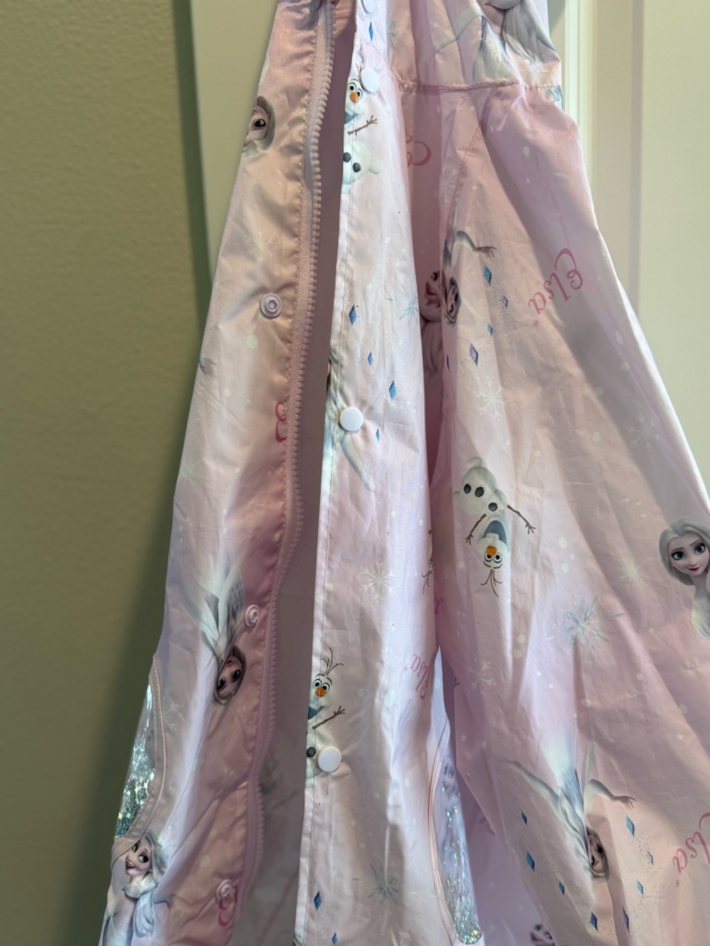 Girls Pink Frozen Print Hooded Raincoat/ Rainjacket